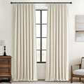 Pinch Pleat Cream Linen 102 Inch Long Curtains by QJMYDECO