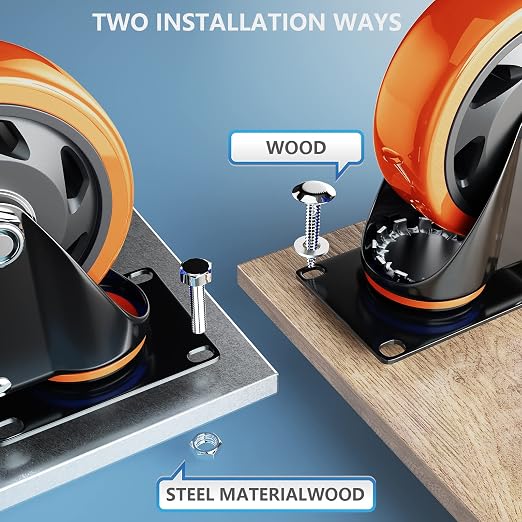 Casters Set of 4 Heavy Duty, 5 Inch Caster Wheels - Image 4