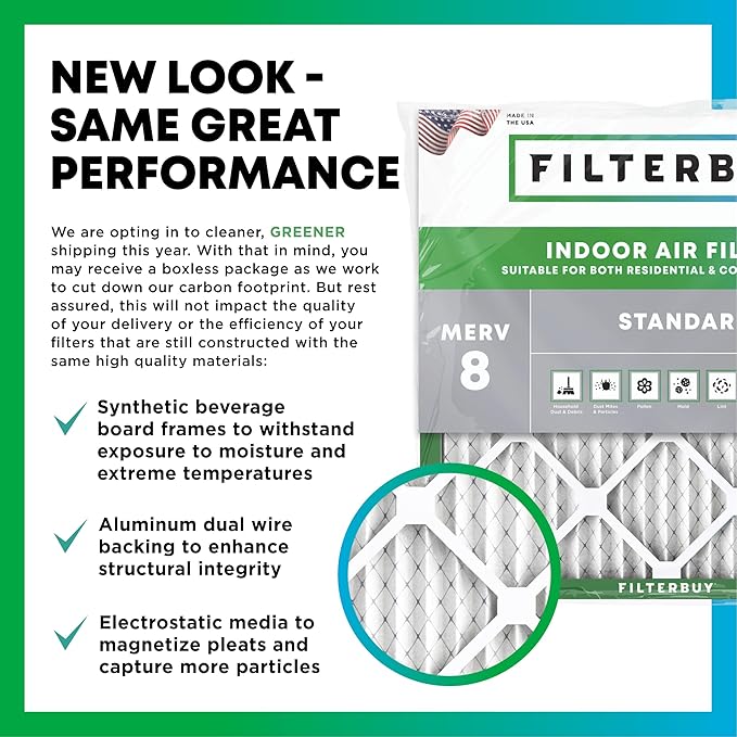 Filterbuy 25x25x4 Air Filter MERV 8 Essential Dust & Allergy Defense, - Image 3