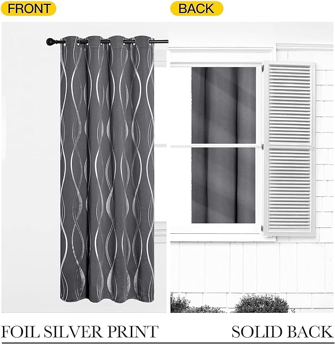 NICETOWN Grey Blackout Floral Pattern Curtains - Image 6