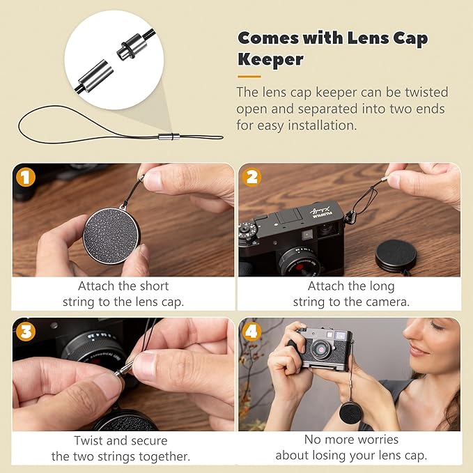 Leather Texture Lens Cap for Fuji X Half, Aluminum Anti-Dust Anti-Scratches - Image 4