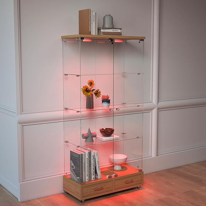 Yoluckea 4-Tier Glass Display Cabinet - Image 8