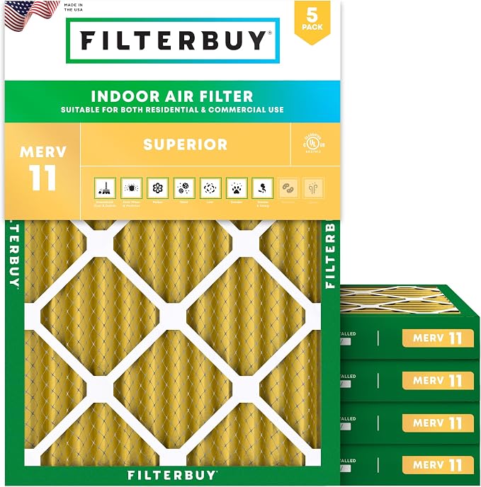 Filterbuy 20x24x2 Air Filter MERV 11 Superior Pet & Allergy Defense, by Filterbuy