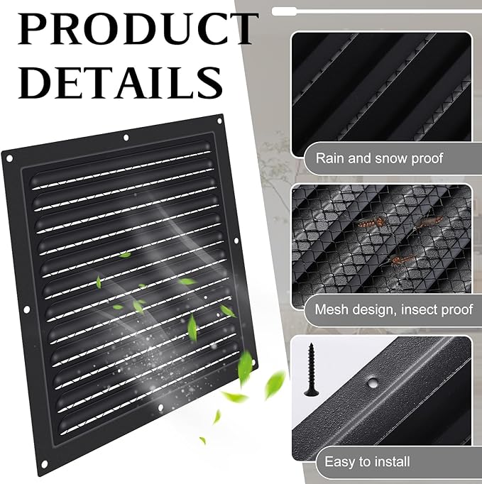 2 Pcs Attic Vent 10" X 10" Shed Vents Metal Gable Vents - Image 2