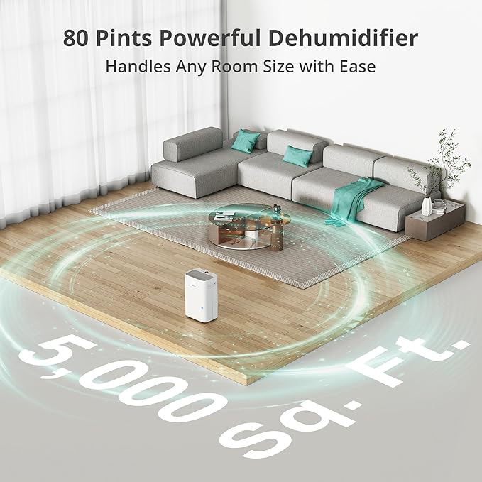 Kesnos 5, 000 Sq. Ft. Most Efficient Energy Star 2025 Dehumidifier - Image 2