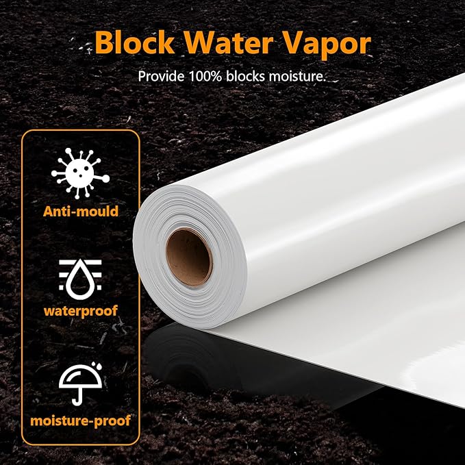 Crawl Space Vapor Barrier, 16 Mil Vapor Barrier, Heavy Duty Polyethylene Film - Image 5