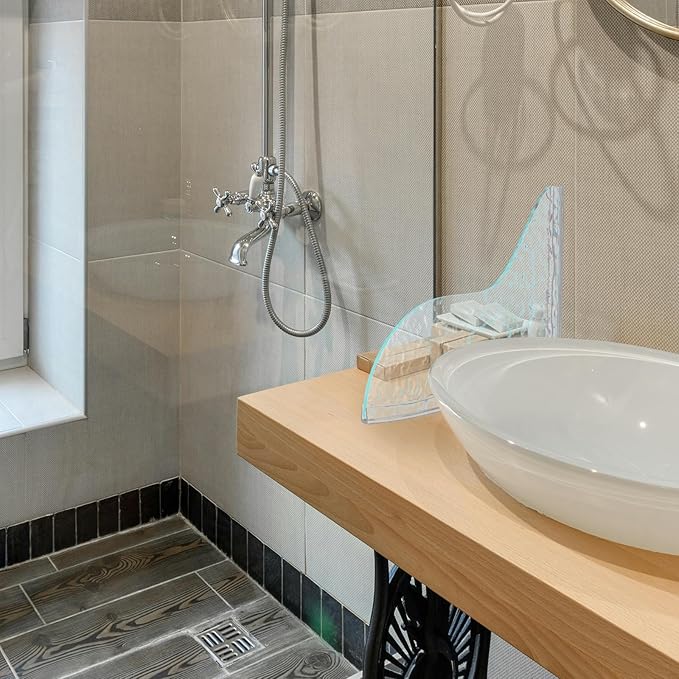 1 Pairs Bathroom Water Splash Guard Clear Acrylic Shower Corner Water Barrier - Image 5