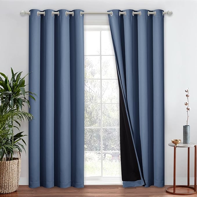 NICETOWN Complete 100% Blackout Curtain Set, Thermal Insulated & Energy by NICETOWN