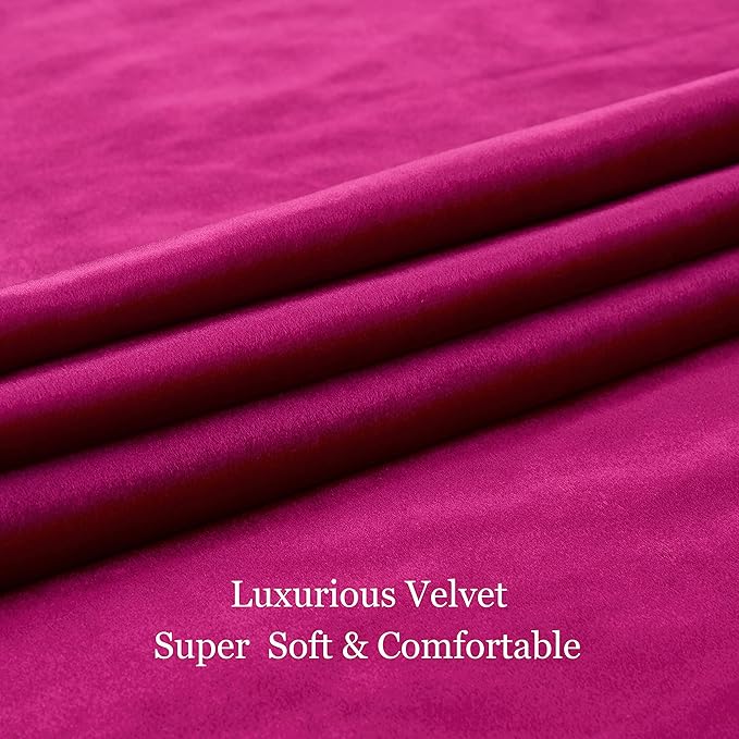 BULBUL Living Room Velvet Window Curtains 84 inch Length- 2 Panels Hot Pink - Image 7