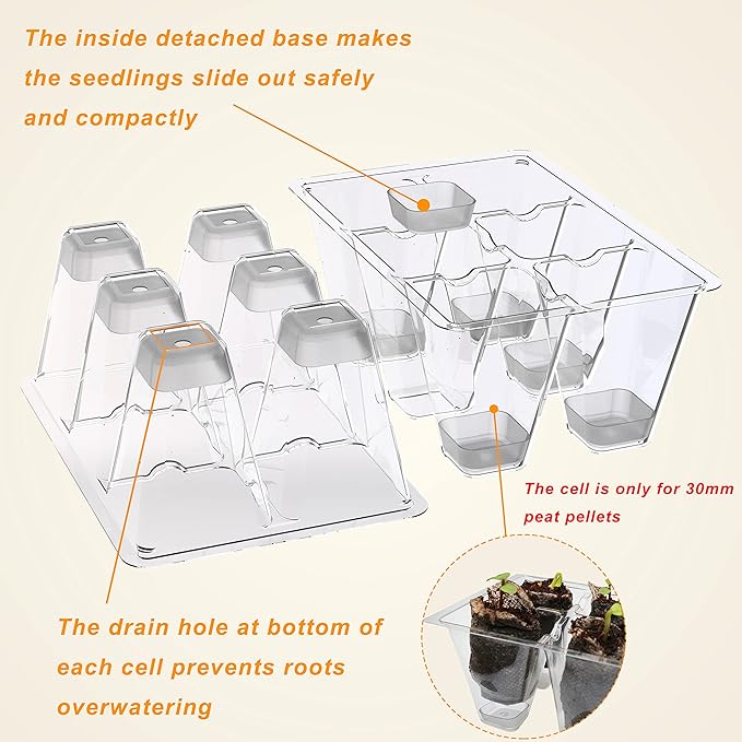 Gardzen 10 Pack Push-Up Seed Starting Tray, Pop Up Plant Germination Trays - Image 6