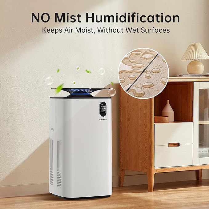 Evaporative Humidifier with Auto Humidity Control, 6L Water Tank with Top-Fill - Image 6
