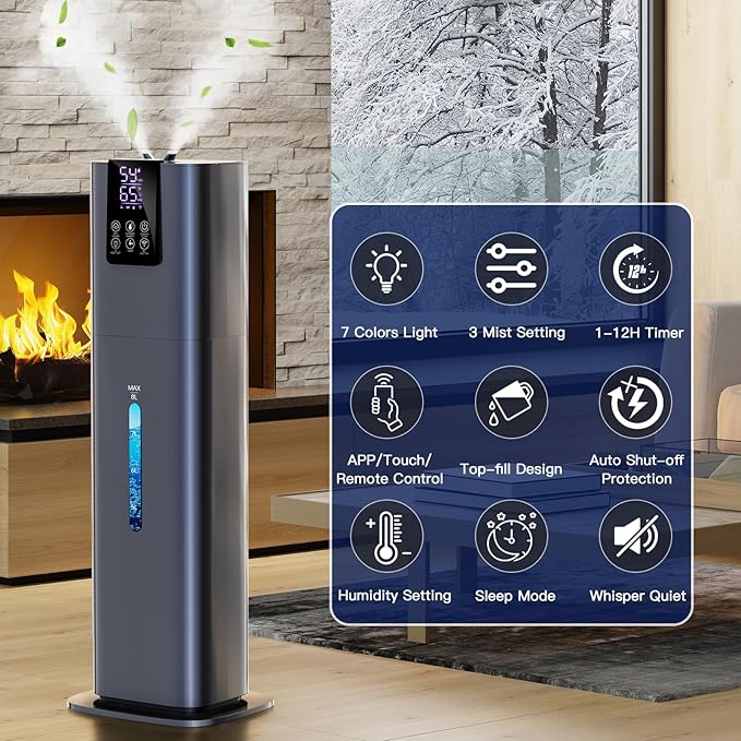 Smart Humidifiers Large Room Bedroom Home, 2.11Gal Quiet Top Fill Cool Mist - Image 2