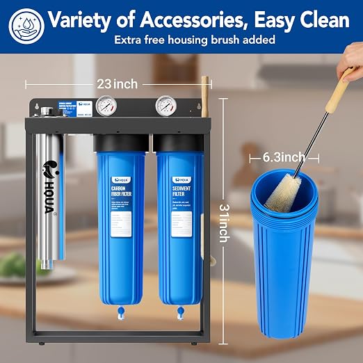 HQUA WF3-03 3-Stage Free-Standing Whole House Water Filtration System, UV - Image 8