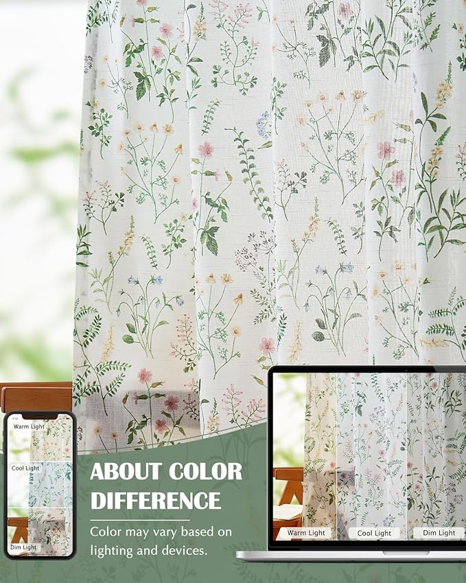 jinchan Floral Linen Blend Curtains - Image 6