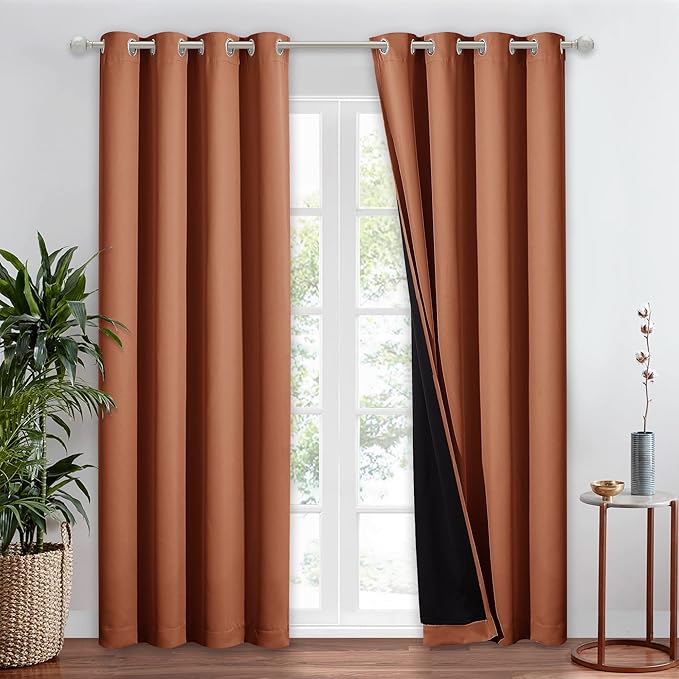 NICETOWN Burnt Orange 100% Blackout Window Curtain Panel, Cold and Full Light by NICETOWN