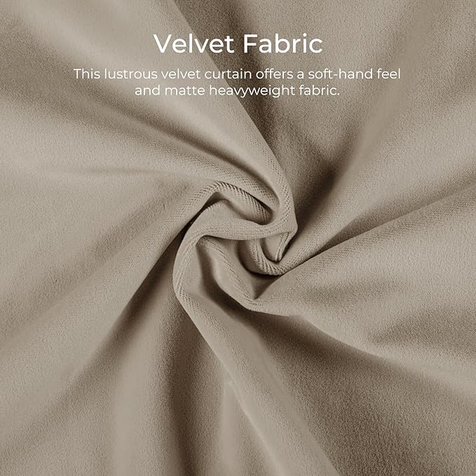 TWOPAGES Luxury Velvet Curtain Pinch Pleated Light Khaki Curtain 84 inch Long - Image 3