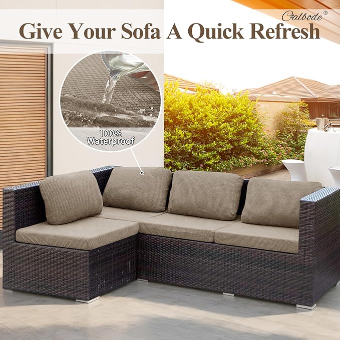 8Pcs Outdoor Stretch Cushion Covers, Waterproof Outdoor Chair Cushion Covers - Image 4