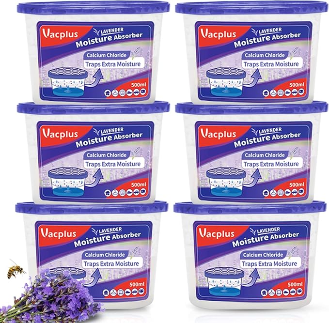 Vacplus Moisture Absorbers 6 Pack, Portable Humidity Absorber Boxes by Vacplus