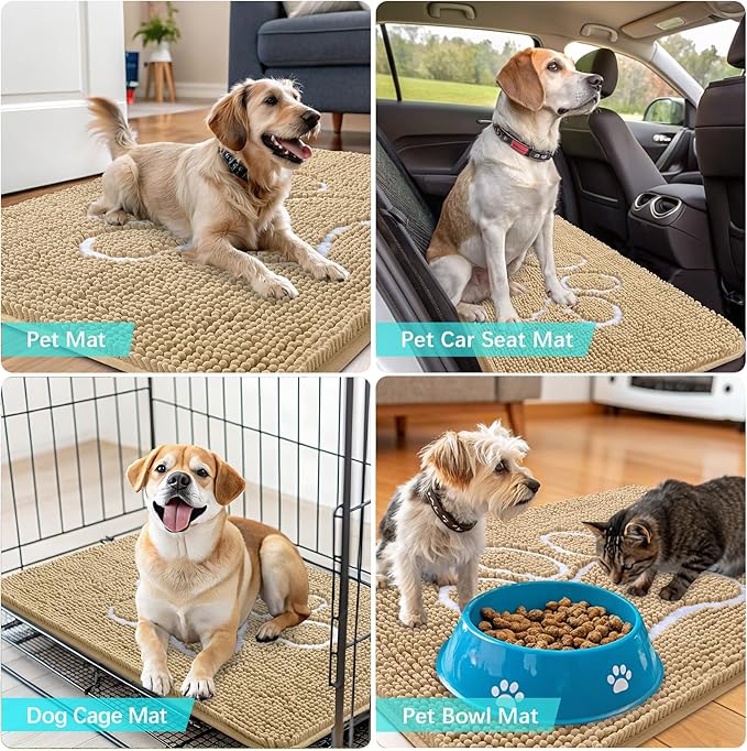 OLANLY Dog Door Mat for Muddy Paws 47x32, Paw Print Design, Absorbs Moisture - Image 7