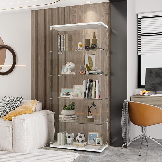 Yoluckea 5 Shelves Glass Display Cabinet - Image 4