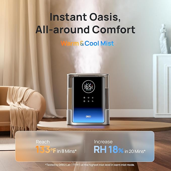 DREO 8L Smart Humidifier Large Room 600ft², 80H Runtime Supersized Warm and - Image 2