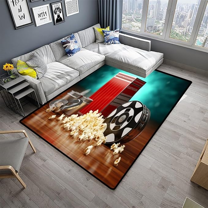 Rug - Cinema Popcorn Pattern Drawing Washable Area Rugs Fade Resistant - Image 2