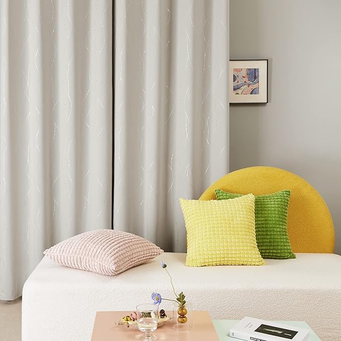 Deconovo Room Darkening Curtains Beige, Short Kitchen Curtain, Thermal - Image 3