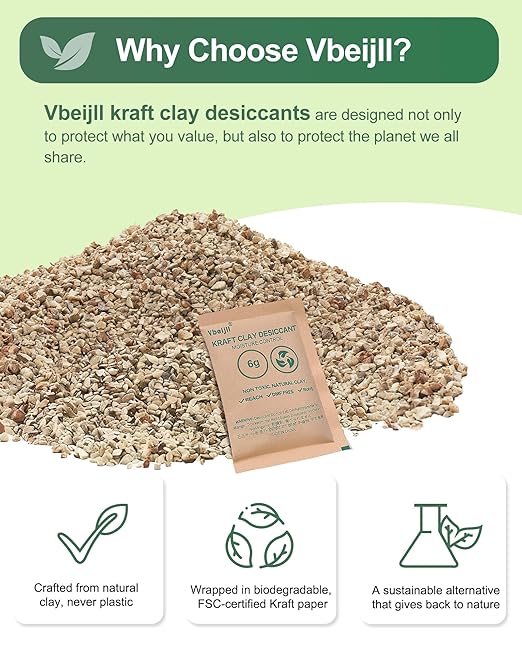 20 Gram Kraft Clay Desiccants Packs, Premium Food Grade Desiccant - Image 2