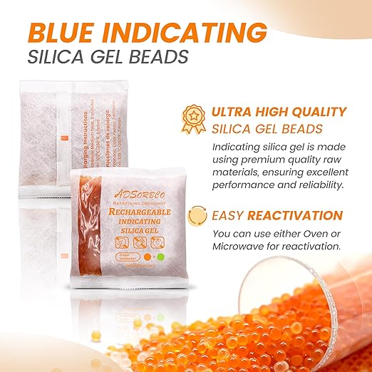 Adsorbco Rechargeable Desiccant, Indicating Silica Gel Packets, Moisture - Image 7