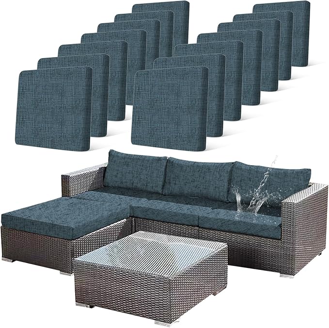 14Pcs Stretch Patio Cushion Covers Outdoor Couch Cover Replacement, Outdoor by CALBODE