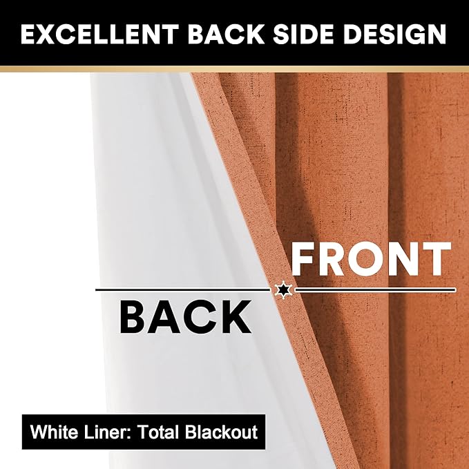 PrinceDeco 100% Absolutely Blackout Linen Curtains - Image 5
