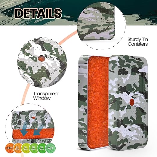 100 Gram Camouflage Gun Safe Dehumidifier Silica Gel Canister Rechargeable - Image 2