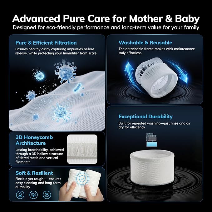 Evaporative Humidifier for Baby, Aeocky 4.5L Humidifiers for Bedroom, Large Room - Image 7