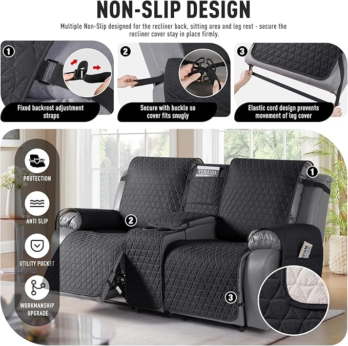 TAOCOCO 100% Waterproof Loveseat Recliner Couch Sofa Covers - Image 5