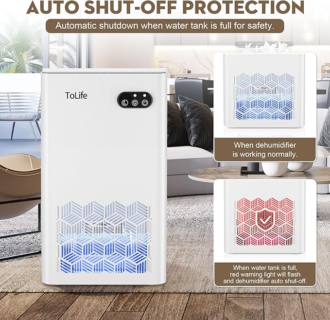 ToLife Dehumidifier for Home, 1000 sq.ft Dehumidifiers for Basement Bedroom - Image 6
