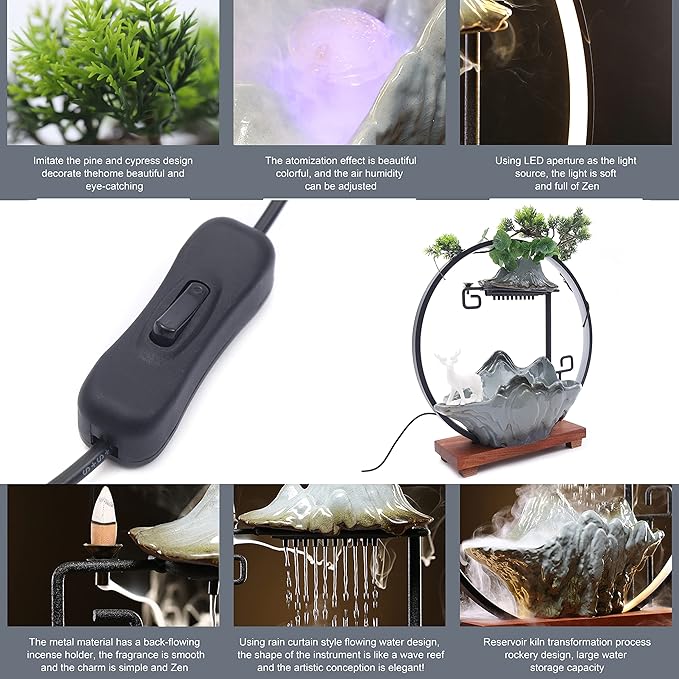 17In Water Fountains Indoor Tabletop Water Fall Humidifier - Image 4