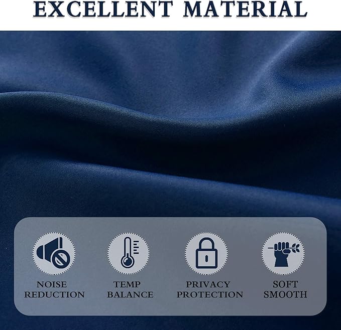 DONREN 2 Panels 90 Inches Long Navy Blue Blackout Curtains - Image 5