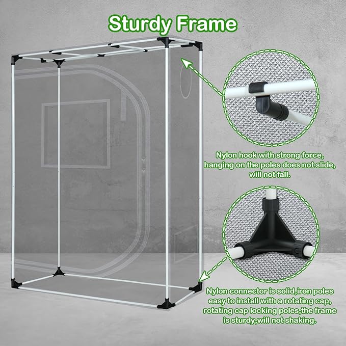 4x2 Grow Tent Plant Tent Dark Room, 600D Mylar Hydroponic 48"x24"x60" Grow Tent - Image 7