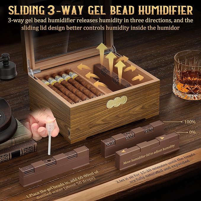 Cigar Humidor, Glass Top Desktop Cigars Case - Image 6