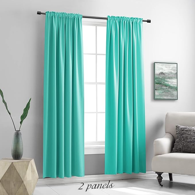 DONREN 84 Inch Turquoise Curtains Home Decoration Privacy Protection - Image 2