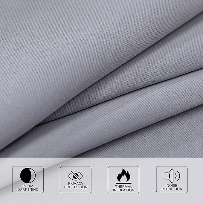MYSKY HOME Grey Curtains for Boys Room Blackout Curtain for Bedroom Kitchen - Image 6