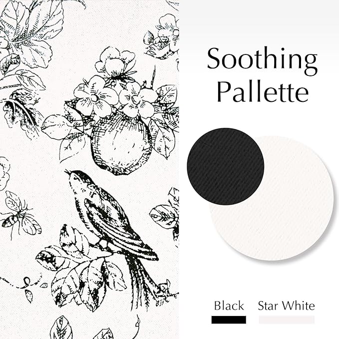 jinchan 95% Blackout Floral Curtains 84 Inches Long, Printed Flower Black - Image 3