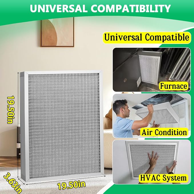 20x20x4 Air Filter, MERV11 Rated Electrostatic Filter, Washable and Reusable - Image 2