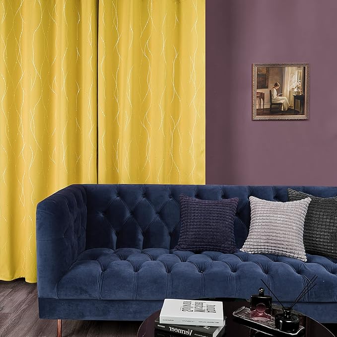 Deconovo Yellow Curtains, Thermal Insulated Soundoroof Pravicy Curtain - Image 3