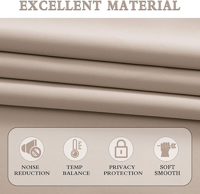 Warm Taupe Room Darkening Thermal Insulated Curtains Drapes - Image 4