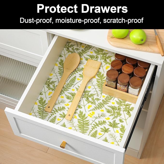 Cooyes Shelf Liner Drawer Liners, Fern Botanical Shelf Liners - Image 2