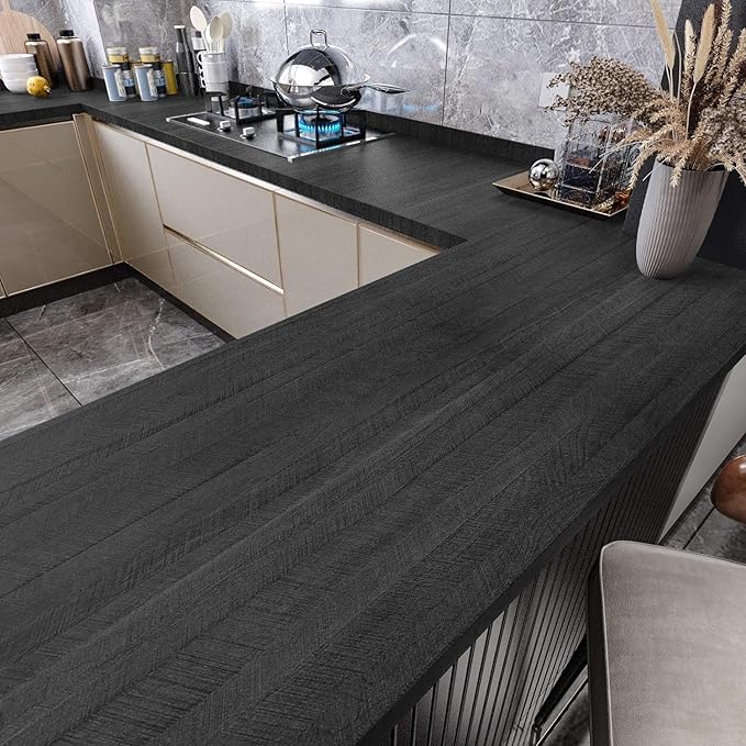 WESTICK Wood Contact Paper Peel and Stick Countertops Waterproof Black Wood by WESTICK