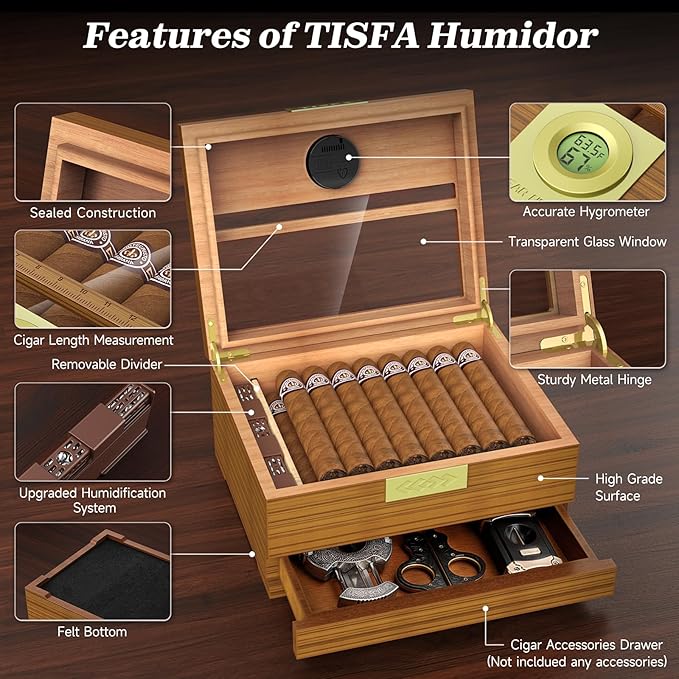 TISFA Cigar Box Handcrafted Humidor - Image 3