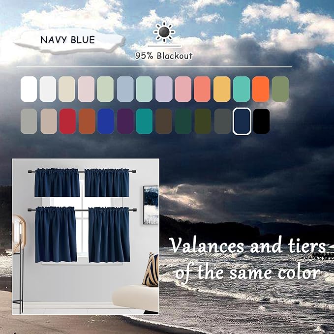 DONREN 108 Inch Length Navy Blue Curtain Panels/Drapes - Image 5
