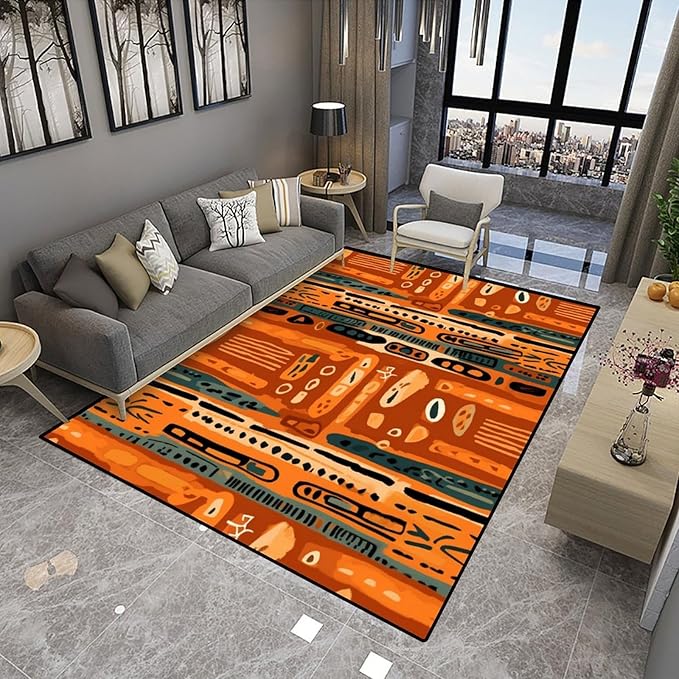 Pile Carpet - Abstract African Style Floral Printing Non-Slip Area Rugs Fade - Image 4